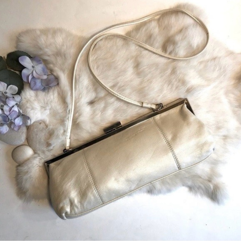 Marlo vintage moon dust leather baguette bag